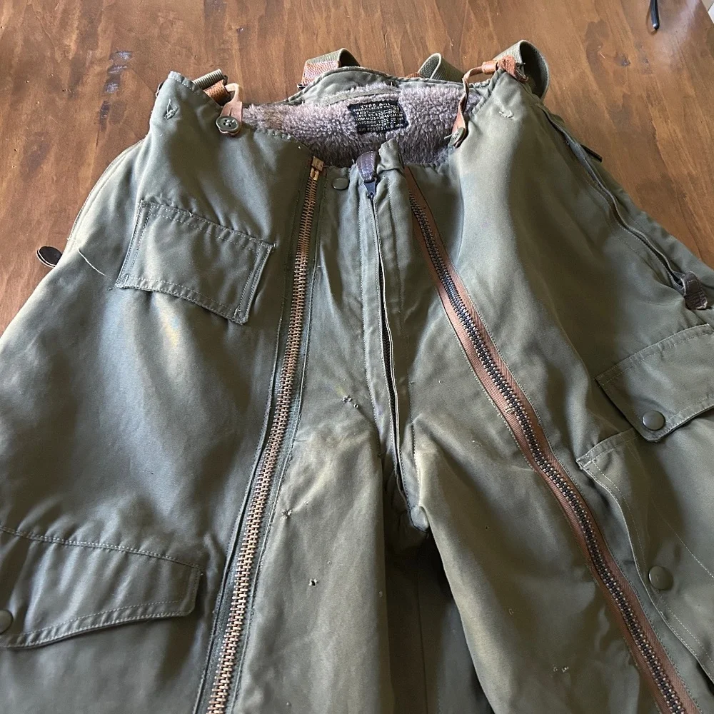 Vintage US ARMY AIR FORCES Flight Pants Mens 30 Green Type A-11 Bomber Shearling - Picture 13 of 17